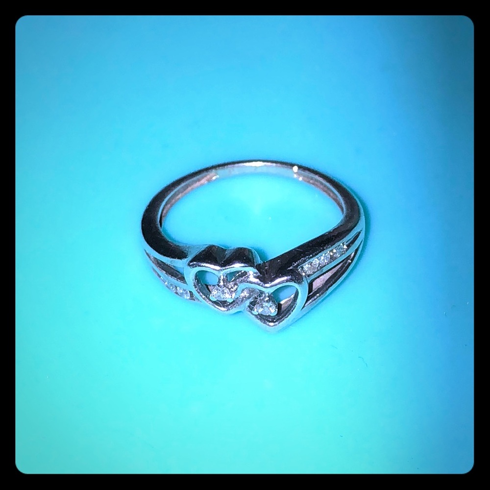 Sterling silver two hearts ring